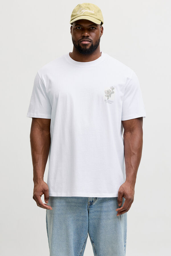 Jack & Jones PLUS Printed cotton T-shirt white