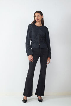 Balmohk Jeans flare tiro alto negro