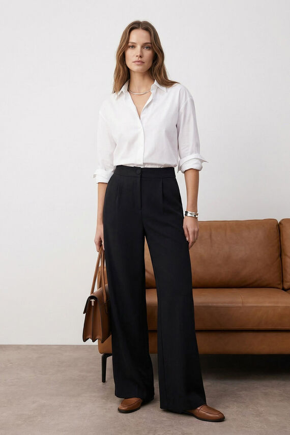 Pantalón sastre de pernera ancha
