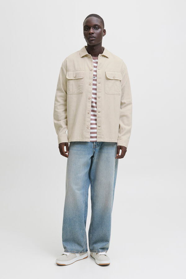 Jack & Jones Camisa oversize com corte descontra&iacute;do cinzento