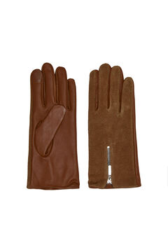 Springfield Double fabric gloves with zip brown