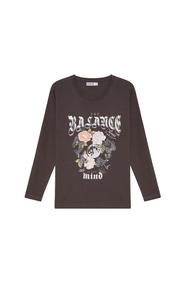 Inside T-shirt estampado cinzento
