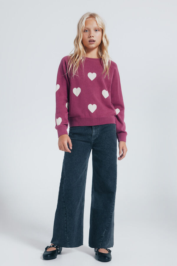 Springfield Kids Džemper sa srcima za devojčice Roze