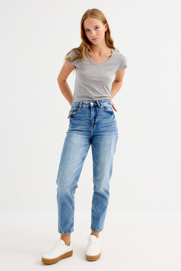 Inside V-neck T-shirt grey