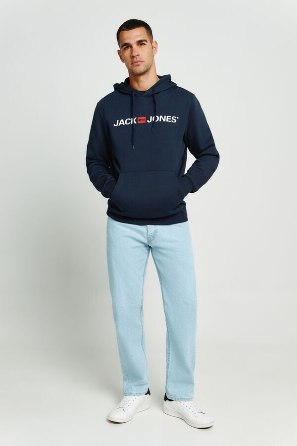 Jack & Jones Sudadera logo capucha azul