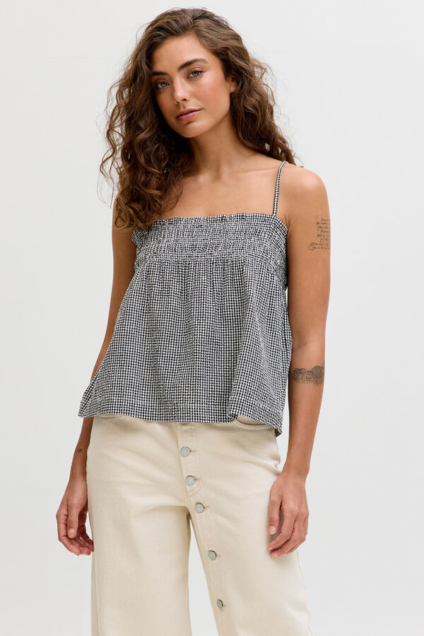 Jack & Jones Cotton seersucker top noir