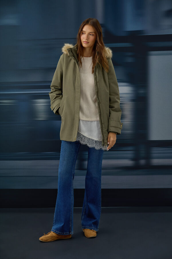 Springfield Parka with faux fur hood printed