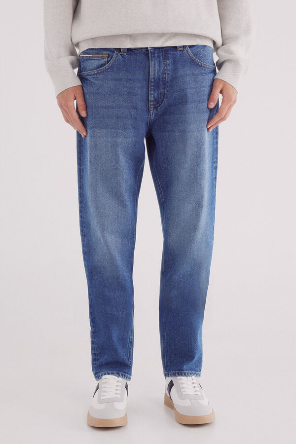 Springfield Slim fit micro-printed chinos pants blue