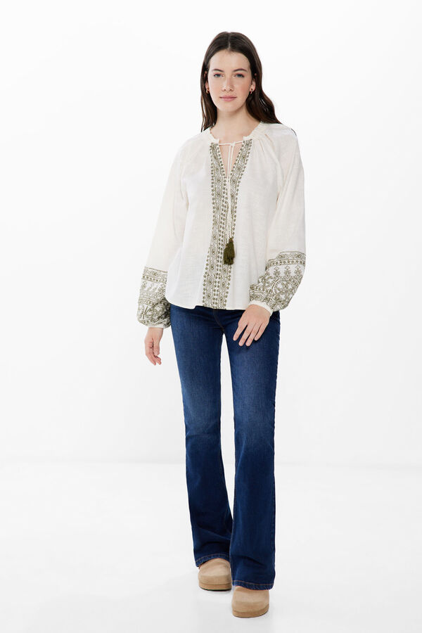 Springfield Ethnic embroidery blouse grey