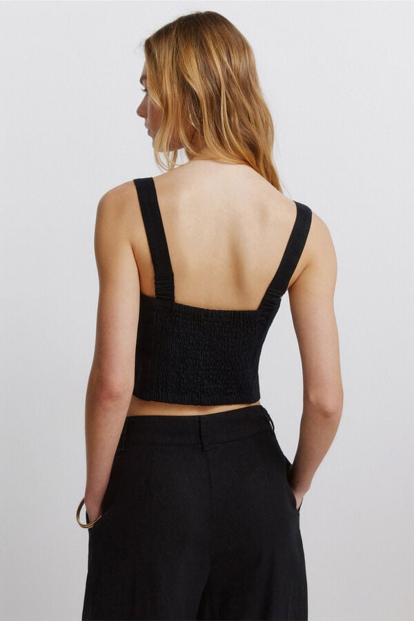 Springfield Black linen vest top black