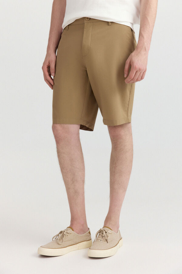 Springfield Wide & relaxed fit technical Bermuda shorts brown