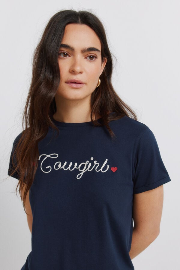 Springfield Cotton short sleeve T-shirt "cowgirl" blue