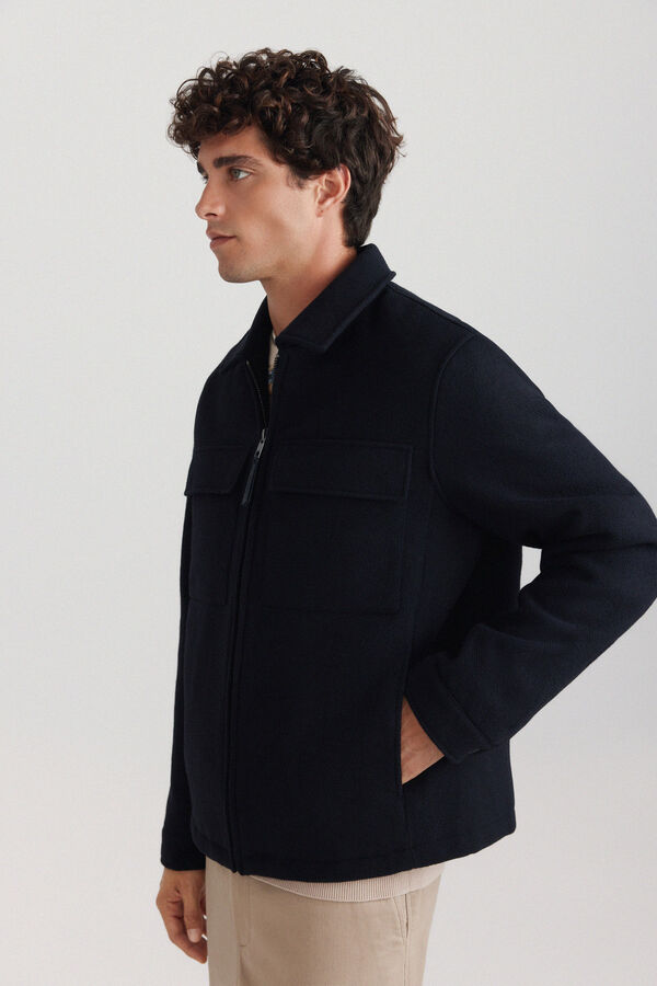 Springfield Wool blend shirt jacket blue