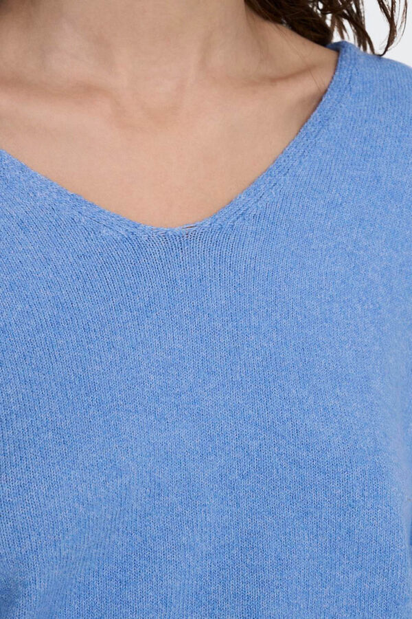 Only Jersey de cuello pico azul