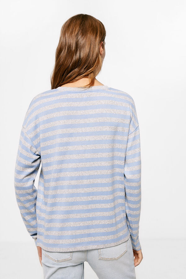 Springfield Striped cut jersey-knit T-shirt gray