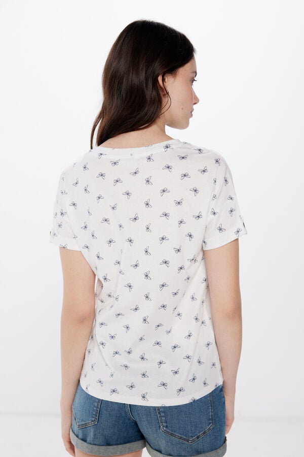 Springfield Printed button sleeve T-shirt natural