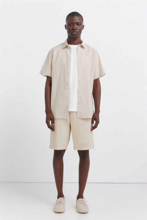 Springfield Linen short sleeve shirt grey