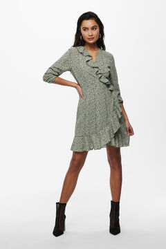 Springfield Crossover dress with pleats green