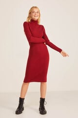 Springfield Jersey-knit dress with buttons crvena