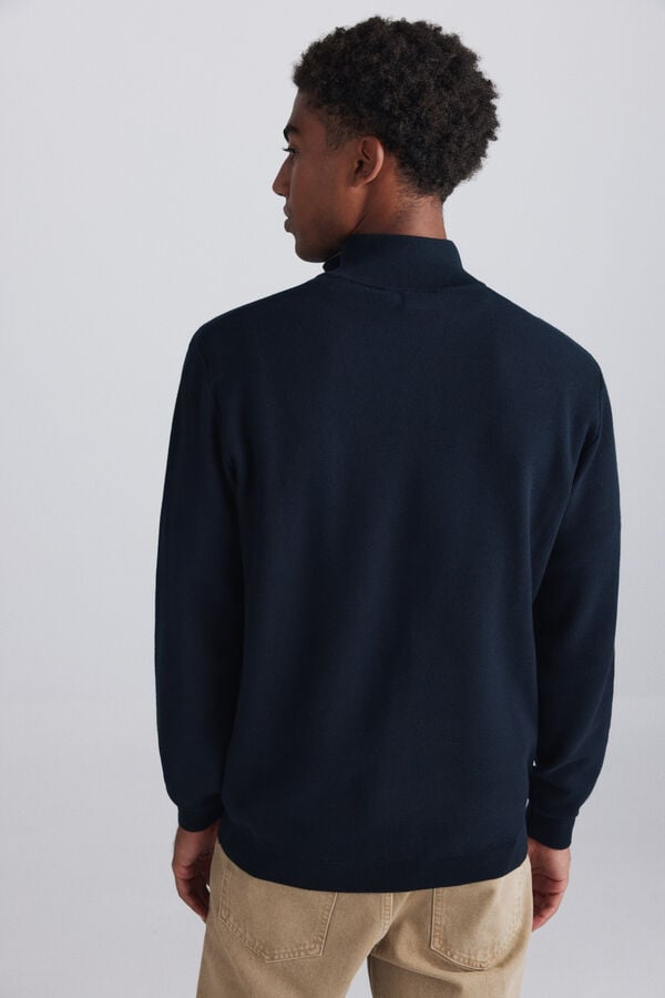 Springfield Structured funnel neck jumper blue