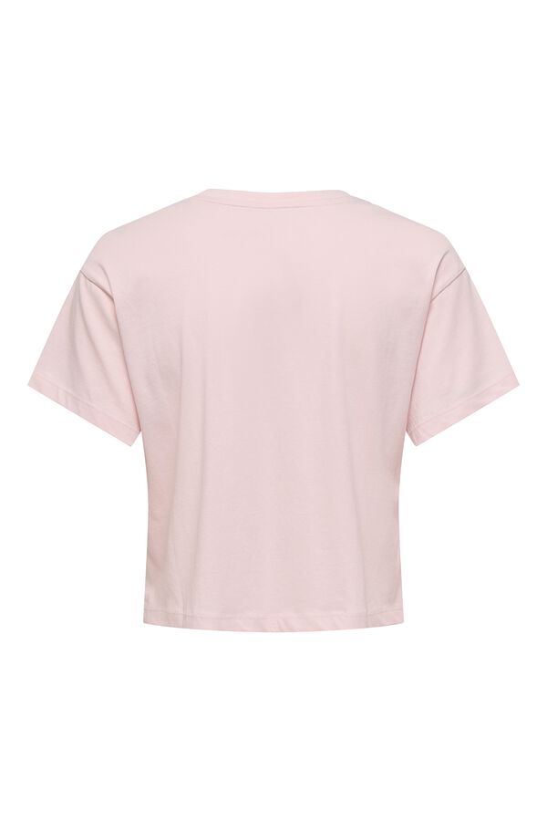 Only T-shirt crop de manga curta rosa