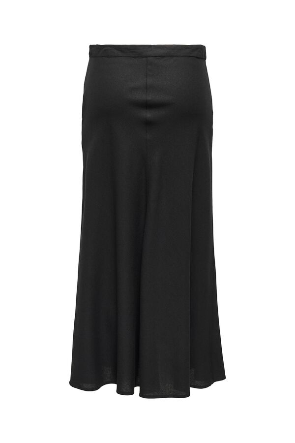 Only Falda midi de lino negro