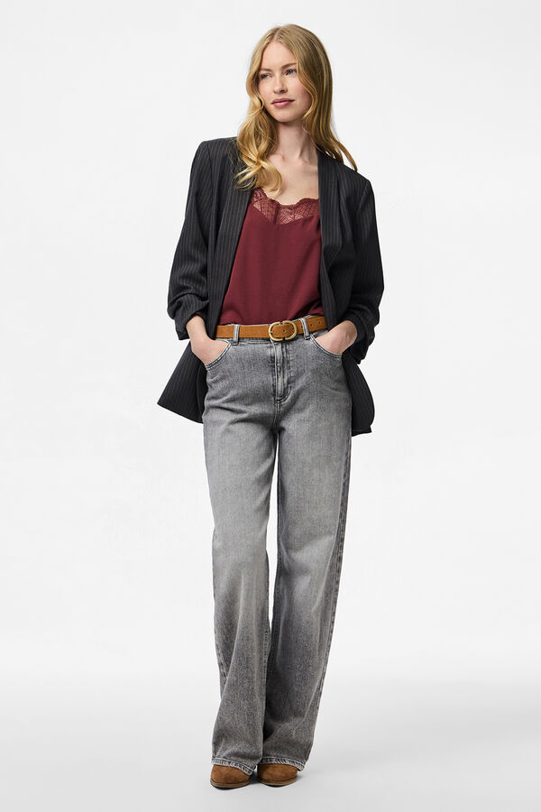 Pieces Top de renda vermelho