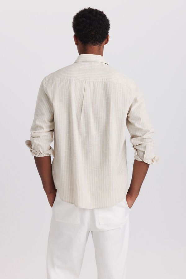 Springfield Striped linen shirt grey