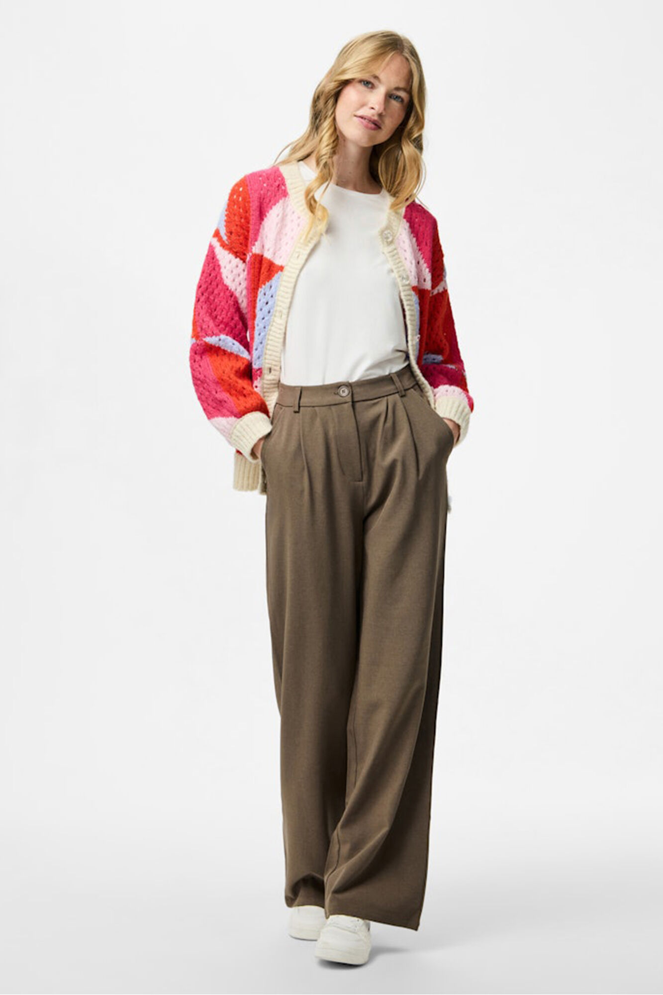 Pieces C&aacute;rdigan calado oversize geom&eacute;trico