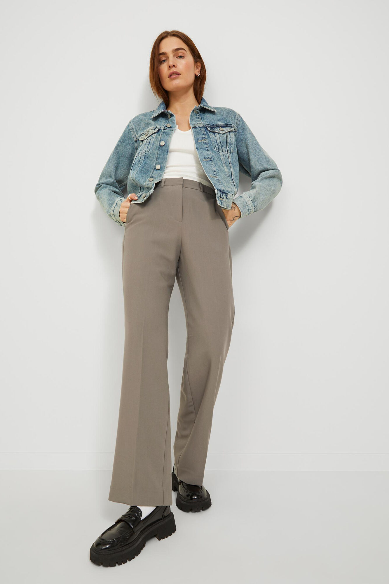 Pantalon Large En Lin Jaune à Rayures Springfield Taille 38 - Occasion Très Bon état
