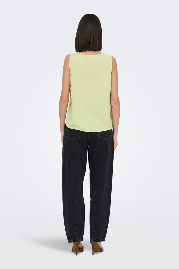 JDY Sleeveless front pleat blouse green