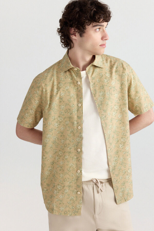 Springfield Printed short sleeve shirt brown
