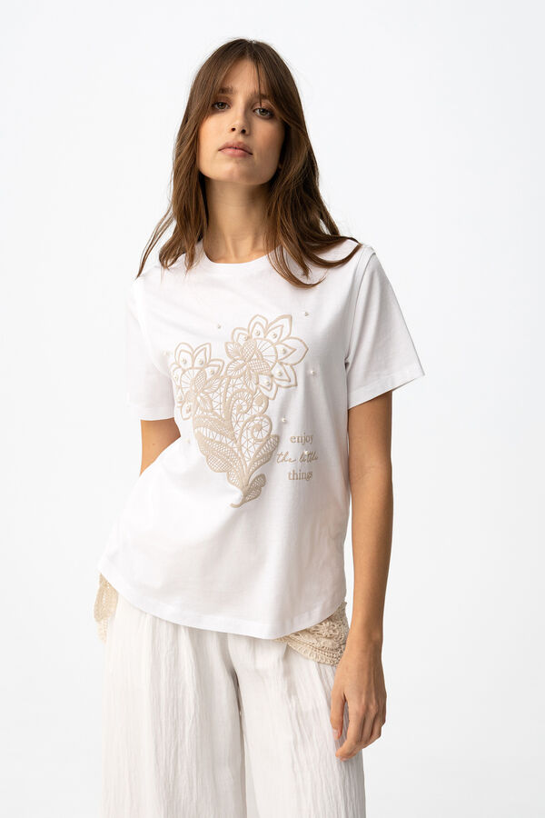 Tiffosi Floral printed T-shirt blanc