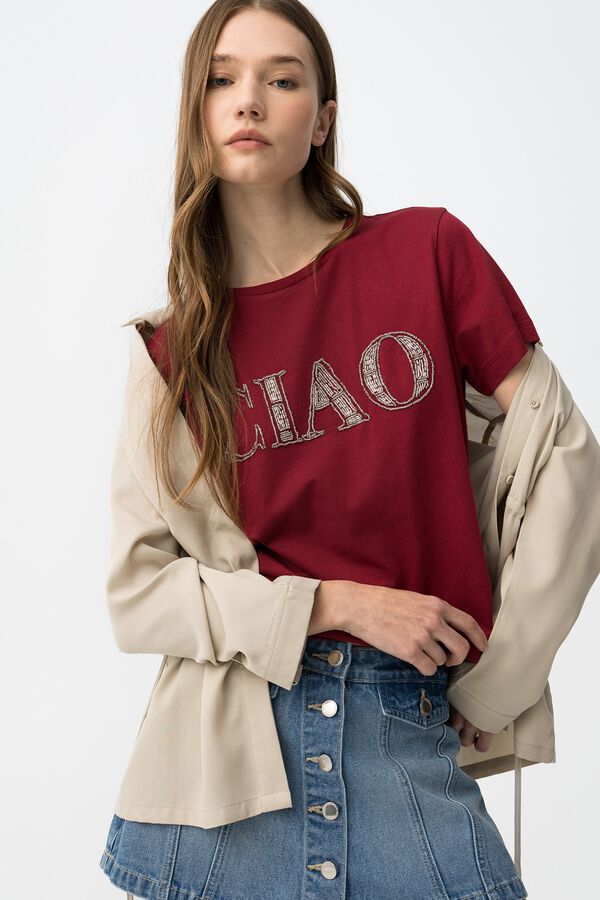 Tiffosi Camiseta con letras rojo