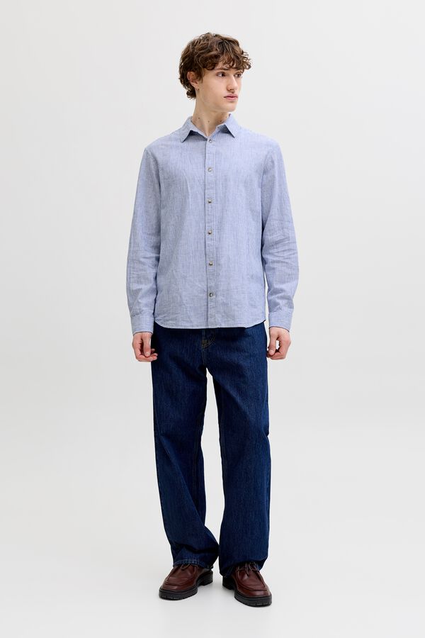 Jack & Jones Camisa regular fit lino azul
