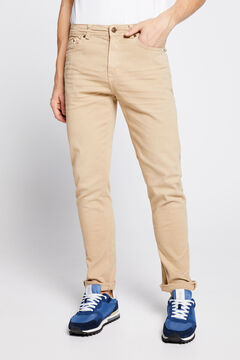 Springfield Slim fit washed 5-pocket trousers camel