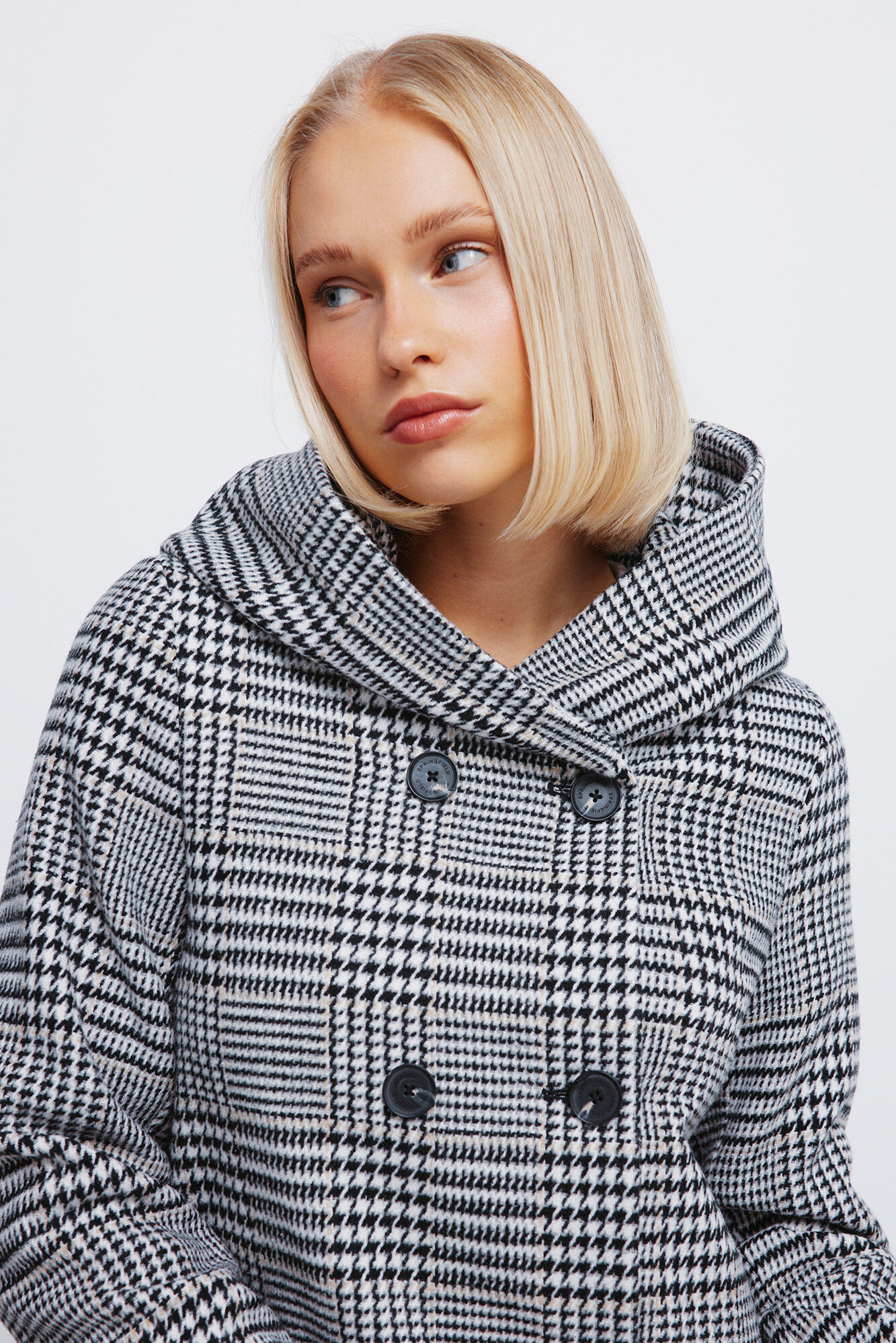 Springfield Checked coat with buttons and hood