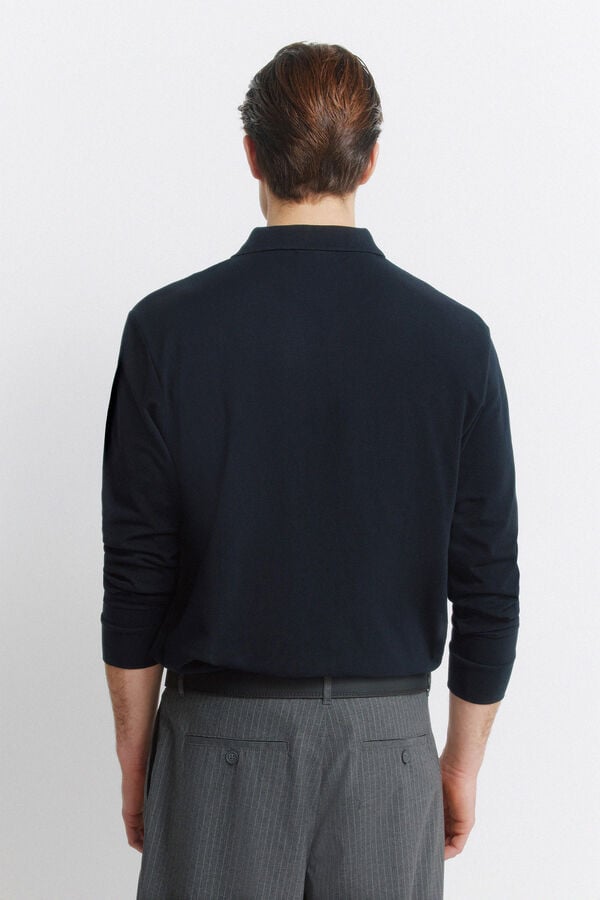 Springfield Basic long sleeve regular fit polo shirt SPRINGFIELD blue