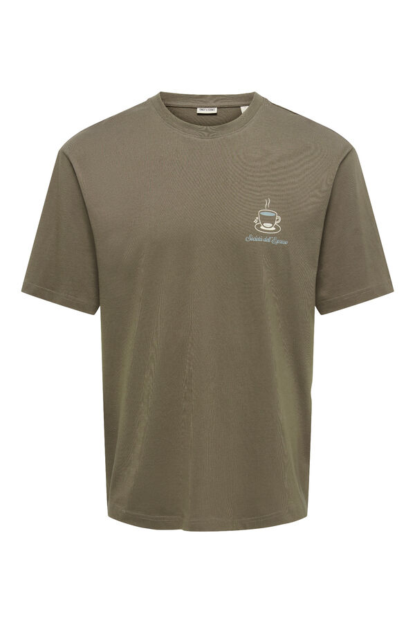 Only & Sons Camiseta relaxed fit marr&oacute;n