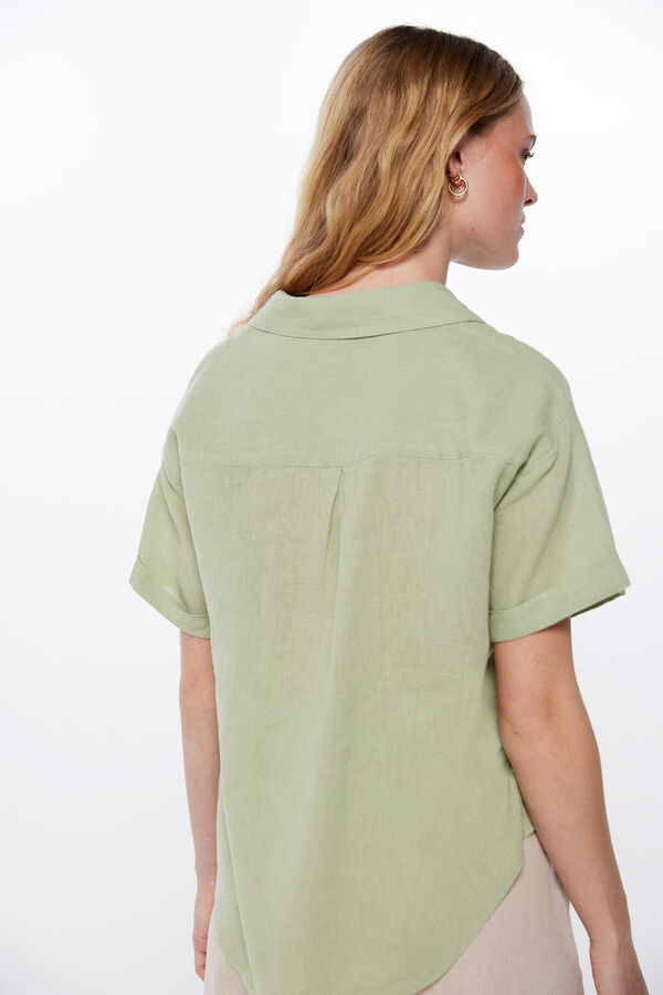 Springfield Bluza s džepovima od pamuka i lana zelena