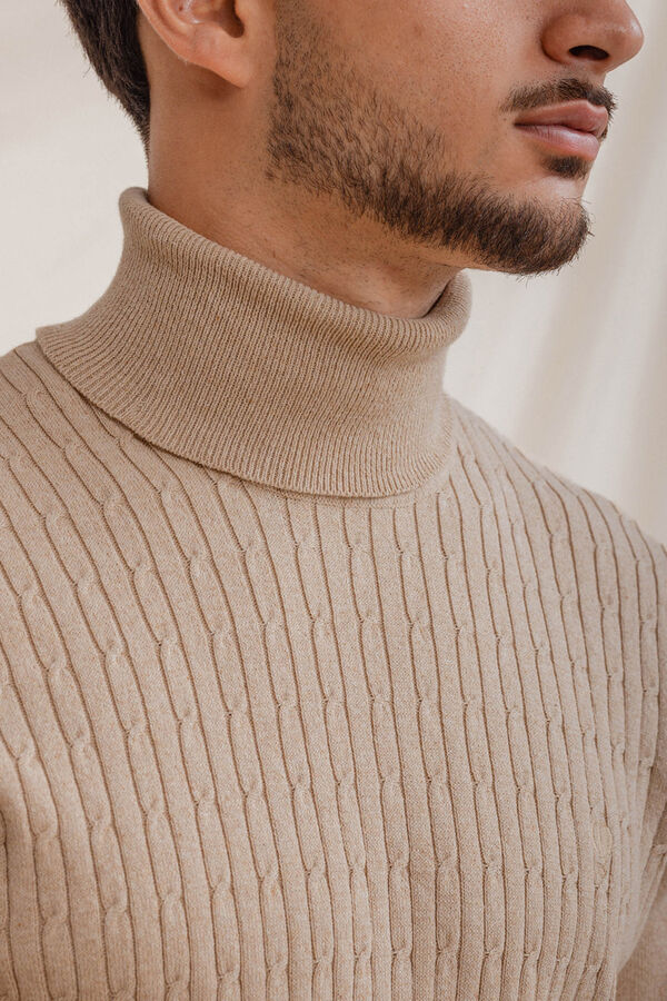 Celopman Jersey Nudos Cuello Vuelto beige