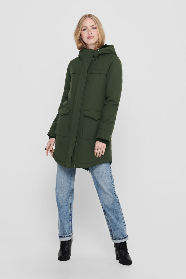 Only Parka com capuz verde