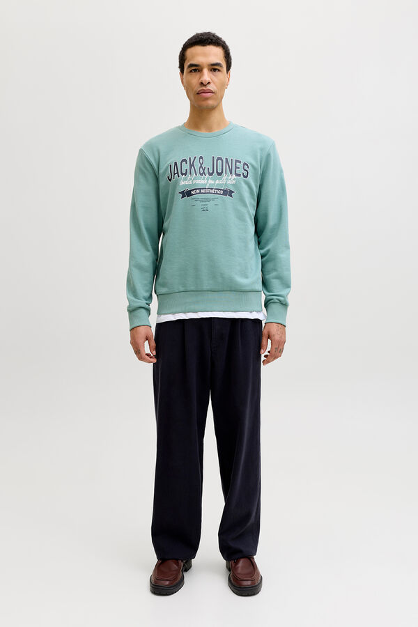 Jack & Jones Sudadera logo grande turquesa