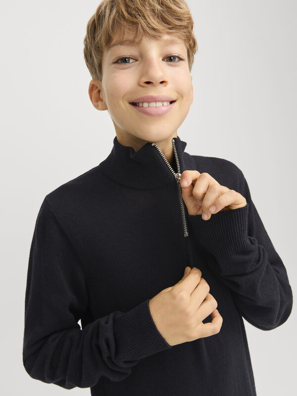 Jack & Jones Junior Sweater with zip fastening neck Crna