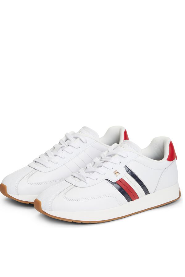 Tommy Jeans Leather striped runner sneaker white