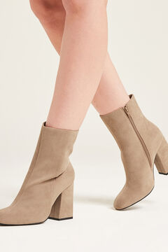 Springfield Faux suede heeled boots beige