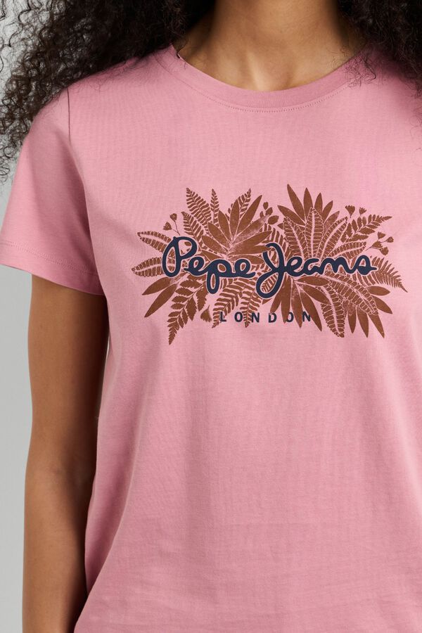 Pepe Jeans T-shirt b&aacute;sica de manga curta rosa