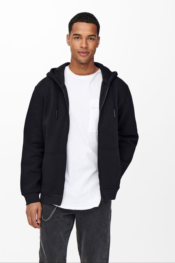 Only & Sons Sweatshirt com fecho-&eacute;clair azul