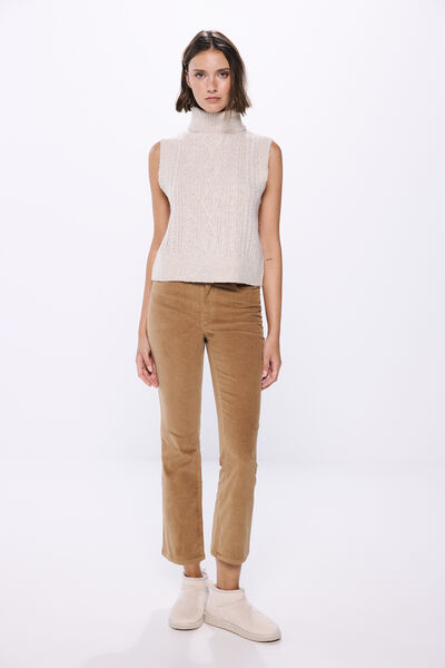 Springfield Corduroy kick flare trousers beige