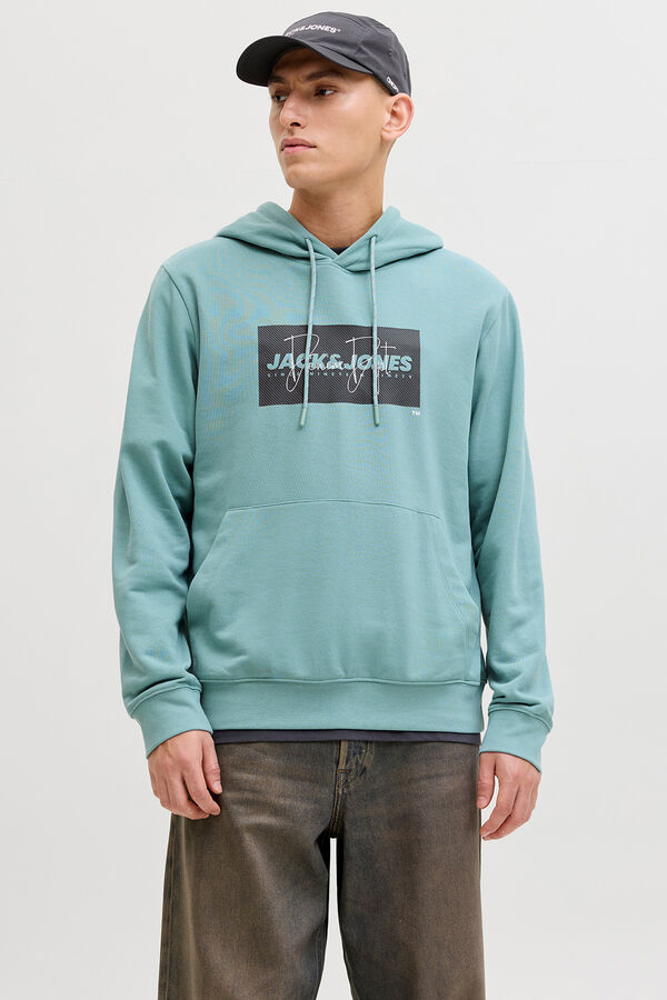 Jack & Jones Sudadera con capucha logo turquesa